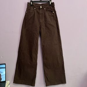 Brown Wide Leg Jeans, 4, H&M